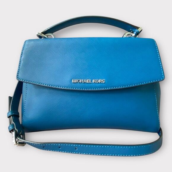 Michael Kors Denim Blue Ava Top Handle Satchel NWOT - Picture 3 of 14